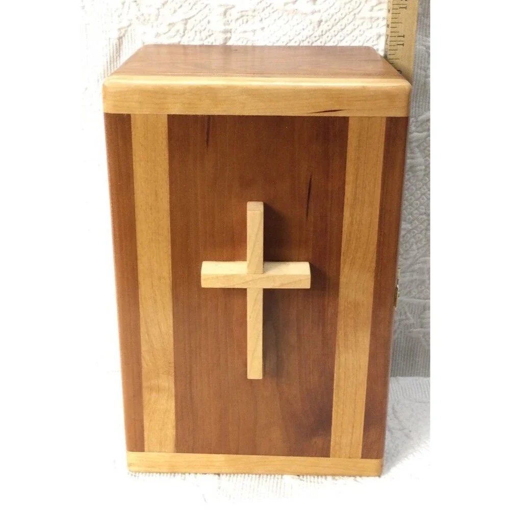 Handmade Wood Cremation Urn Study Made In USA Solid Wood Brass Hardware Adult